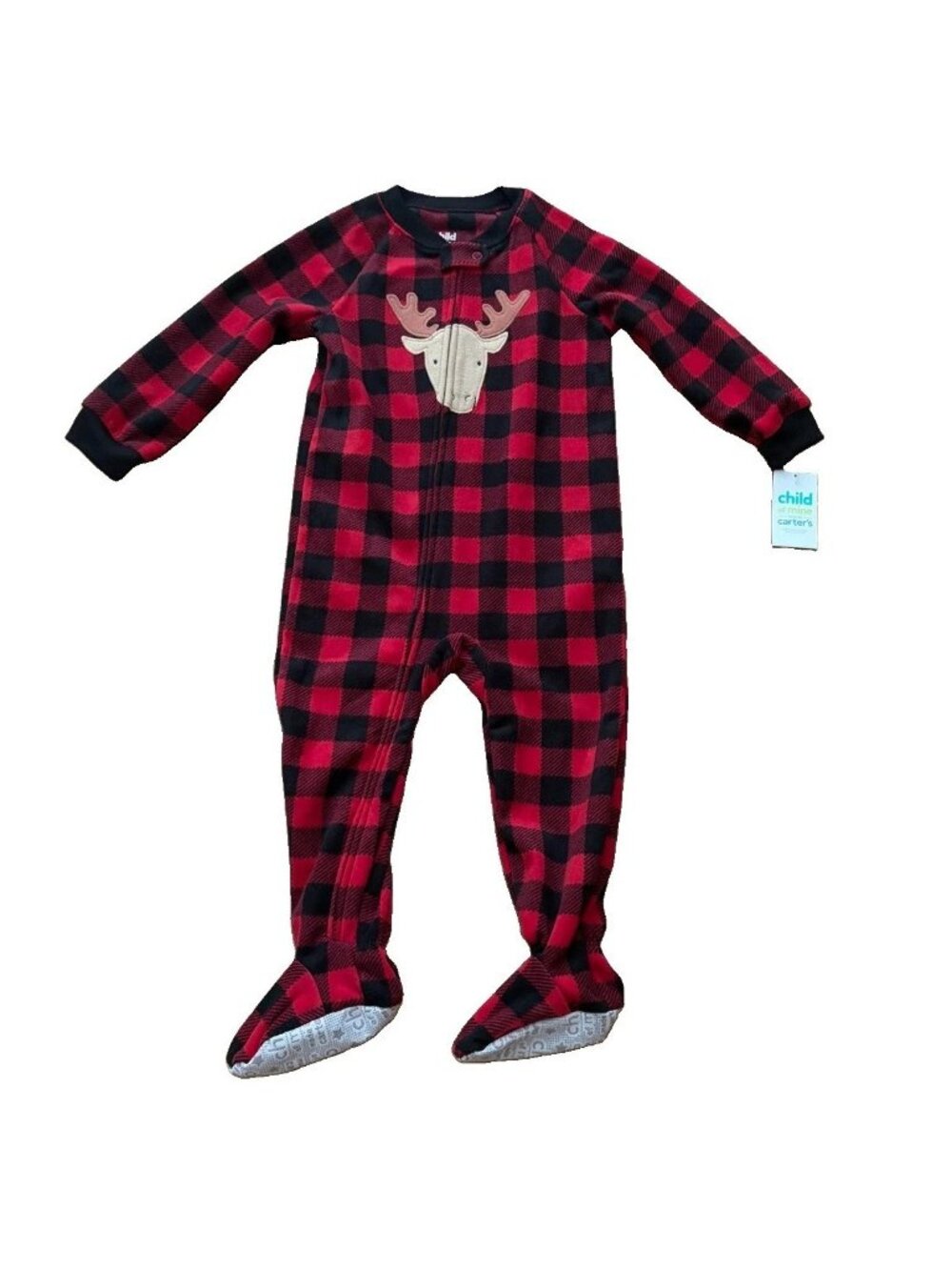 Just One You By Carter's 2T Reindeer Red Plaid Microfleece Pajamas NWT